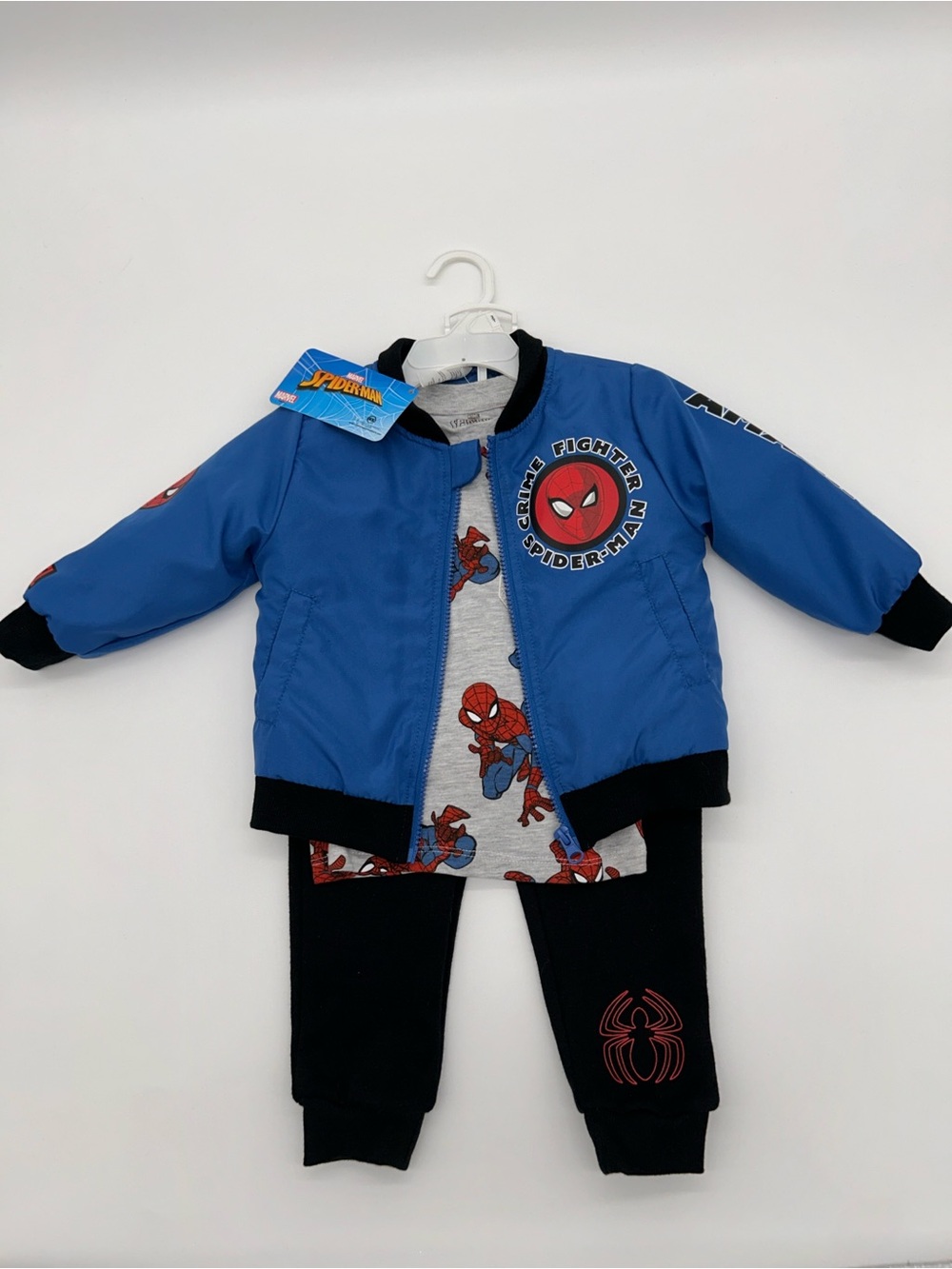 Marvel Spider-Man Boys 2T 3pc Jacket, Tee, Sweatpants set